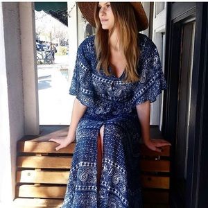 Amuse Society Cina Maxi Dress Blue Boho